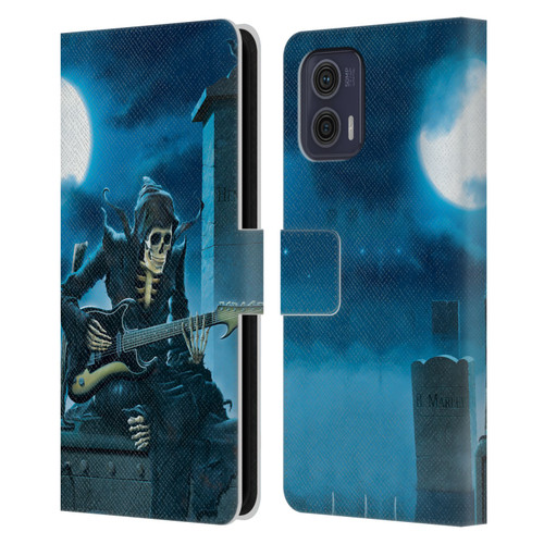 Vincent Hie Skulls Tribute Leather Book Wallet Case Cover For Motorola Moto G73 5G