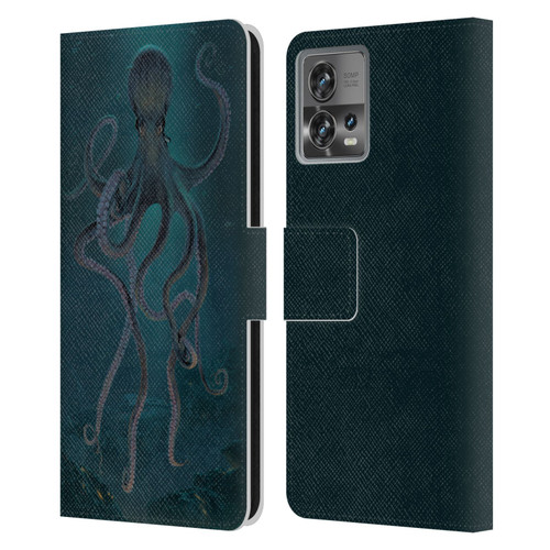 Vincent Hie Underwater Giant Octopus Leather Book Wallet Case Cover For Motorola Moto Edge 30 Fusion