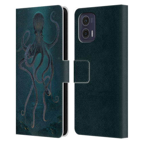 Vincent Hie Underwater Giant Octopus Leather Book Wallet Case Cover For Motorola Moto G73 5G