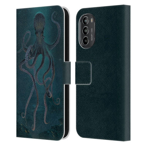 Vincent Hie Underwater Giant Octopus Leather Book Wallet Case Cover For Motorola Moto G82 5G