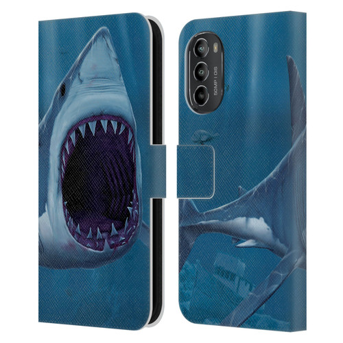 Vincent Hie Underwater Shark Bite Leather Book Wallet Case Cover For Motorola Moto G82 5G