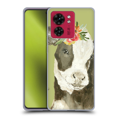 Haley Bush Floral Painting Holstein Cow Soft Gel Case for Motorola Moto Edge 40
