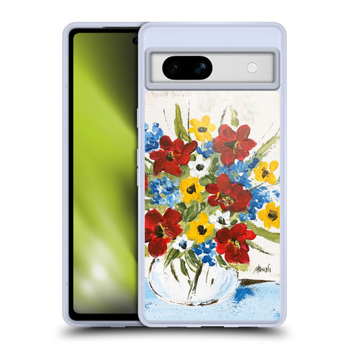 Haley Bush Floral Painting Patriotic Soft Gel Case for Google Pixel 7a