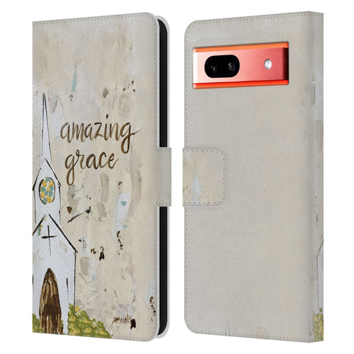 Haley Bush Church Painting Art Leather Book Wallet Case Cover For Google Pixel 7a