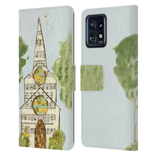 Haley Bush Church Painting Hymnal Page Leather Book Wallet Case Cover For Motorola Moto Edge 40 Pro