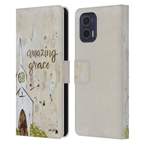 Haley Bush Church Painting Art Leather Book Wallet Case Cover For Motorola Moto G73 5G
