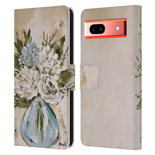 Haley Bush Floral Painting Blue And White Vase Leather Book Wallet Case Cover For Google Pixel 7a