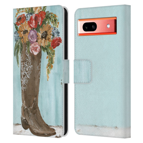 Haley Bush Floral Painting Boot Leather Book Wallet Case Cover For Google Pixel 7a