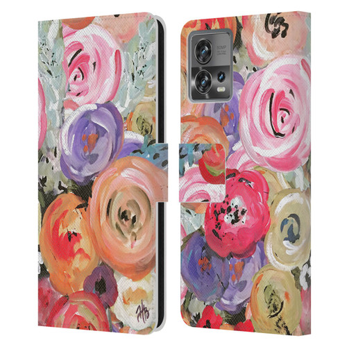 Haley Bush Floral Painting Colorful Leather Book Wallet Case Cover For Motorola Moto Edge 30 Fusion