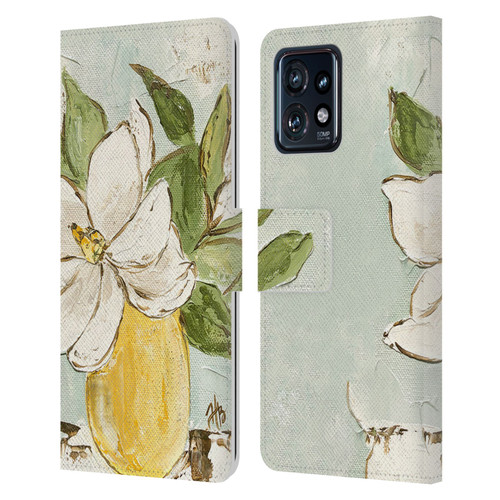 Haley Bush Floral Painting Magnolia Yellow Vase Leather Book Wallet Case Cover For Motorola Moto Edge 40 Pro