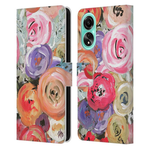 Haley Bush Floral Painting Colorful Leather Book Wallet Case Cover For OPPO A78 4G