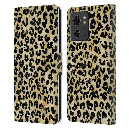 Haley Bush Pattern Painting Leopard Print Leather Book Wallet Case Cover For Motorola Moto Edge 40