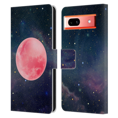 Cosmo18 Space Pink Moon Leather Book Wallet Case Cover For Google Pixel 7a