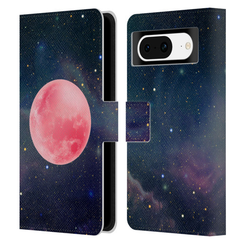 Cosmo18 Space Pink Moon Leather Book Wallet Case Cover For Google Pixel 8