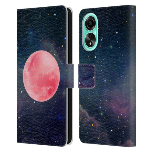 Cosmo18 Space Pink Moon Leather Book Wallet Case Cover For OPPO A78 4G