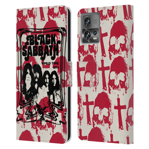 Black Sabbath Key Art Skull Cross World Tour Leather Book Wallet Case Cover For Motorola Moto Edge 30 Fusion