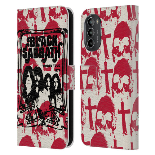 Black Sabbath Key Art Skull Cross World Tour Leather Book Wallet Case Cover For Motorola Moto G82 5G
