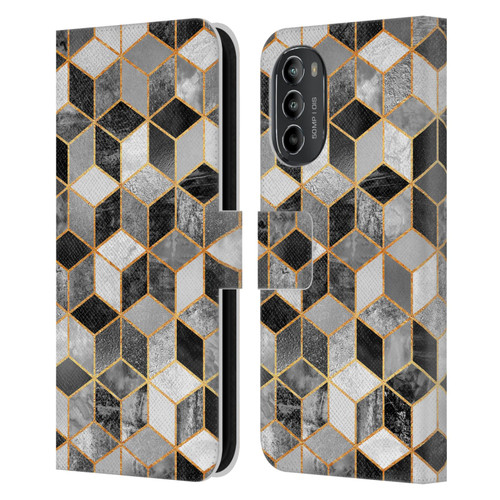 Elisabeth Fredriksson Cubes Collection Black And White Leather Book Wallet Case Cover For Motorola Moto G82 5G