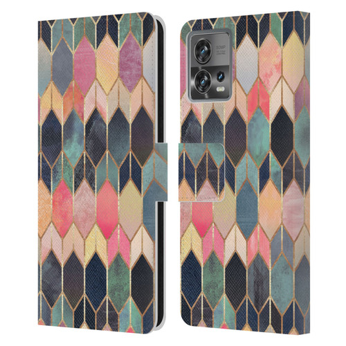 Elisabeth Fredriksson Geometric Design And Pattern Colourful Stained Glass Leather Book Wallet Case Cover For Motorola Moto Edge 30 Fusion