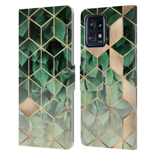 Elisabeth Fredriksson Sparkles Leaves And Cubes Leather Book Wallet Case Cover For Motorola Moto Edge 40 Pro