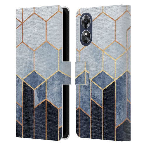 Elisabeth Fredriksson Sparkles Soft Blue Hexagons Leather Book Wallet Case Cover For OPPO A17