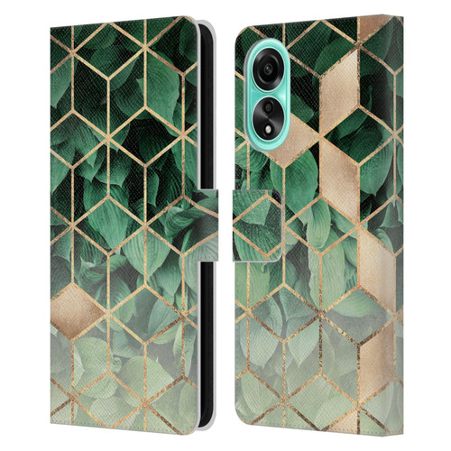 Elisabeth Fredriksson Sparkles Leaves And Cubes Leather Book Wallet Case Cover For OPPO A78 4G