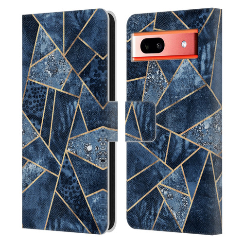 Elisabeth Fredriksson Stone Collection Blue Leather Book Wallet Case Cover For Google Pixel 7a