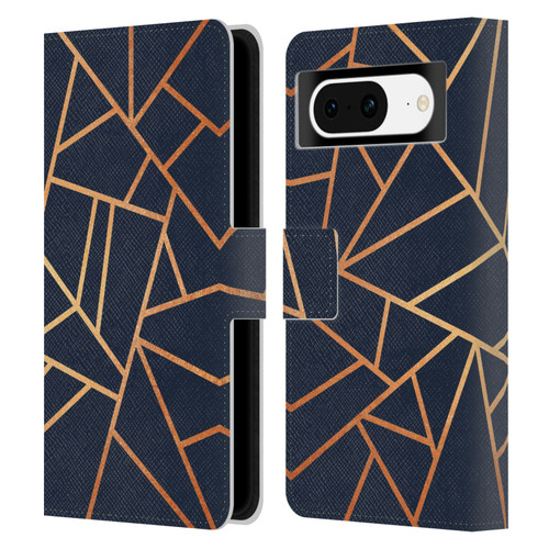 Elisabeth Fredriksson Stone Collection Copper And Midnight Navy Leather Book Wallet Case Cover For Google Pixel 8