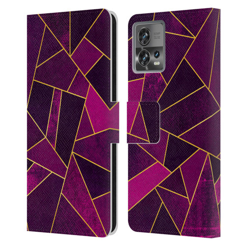 Elisabeth Fredriksson Stone Collection Purple Leather Book Wallet Case Cover For Motorola Moto Edge 30 Fusion