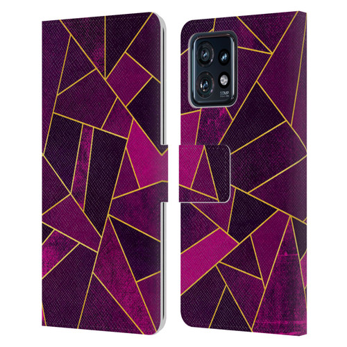 Elisabeth Fredriksson Stone Collection Purple Leather Book Wallet Case Cover For Motorola Moto Edge 40 Pro