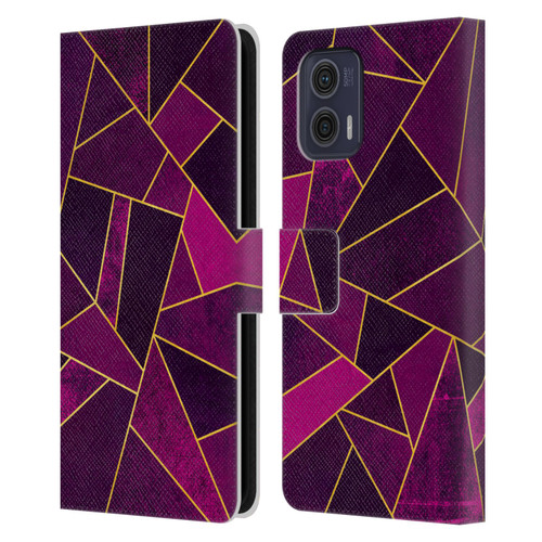 Elisabeth Fredriksson Stone Collection Purple Leather Book Wallet Case Cover For Motorola Moto G73 5G