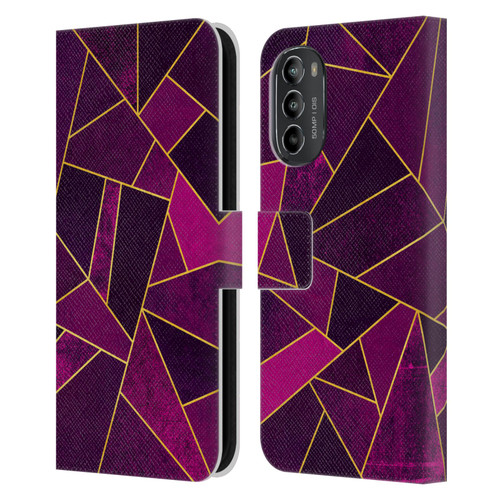 Elisabeth Fredriksson Stone Collection Purple Leather Book Wallet Case Cover For Motorola Moto G82 5G