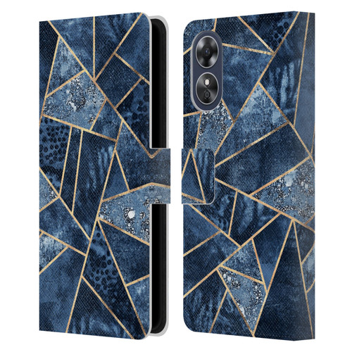 Elisabeth Fredriksson Stone Collection Blue Leather Book Wallet Case Cover For OPPO A17