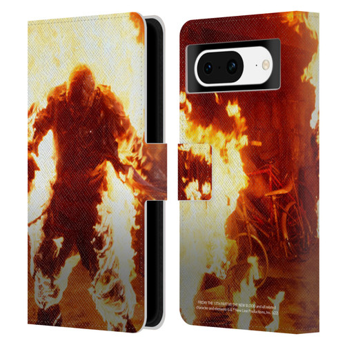 Friday the 13th Part VII The New Blood Graphics Jason Voorhees On Fire Leather Book Wallet Case Cover For Google Pixel 8