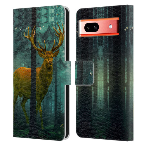 Dave Loblaw Animals Giant Forest Deer Leather Book Wallet Case Cover For Google Pixel 7a