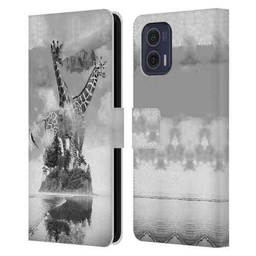 Dave Loblaw Animals Giraffe In The Mist Leather Book Wallet Case Cover For Motorola Moto G73 5G