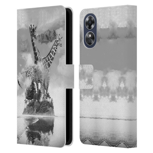 Dave Loblaw Animals Giraffe In The Mist Leather Book Wallet Case Cover For OPPO A17