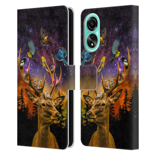 Dave Loblaw Animals Deer and Birds Leather Book Wallet Case Cover For OPPO A78 4G