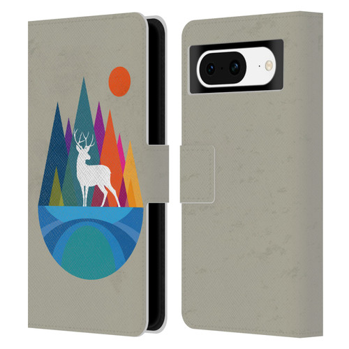 Dave Loblaw Contemporary Art Mountain Deer Leather Book Wallet Case Cover For Google Pixel 8