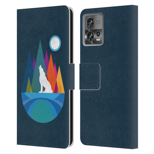 Dave Loblaw Contemporary Art Wolf Mountain With Texture Leather Book Wallet Case Cover For Motorola Moto Edge 30 Fusion