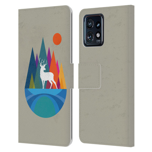 Dave Loblaw Contemporary Art Mountain Deer Leather Book Wallet Case Cover For Motorola Moto Edge 40 Pro