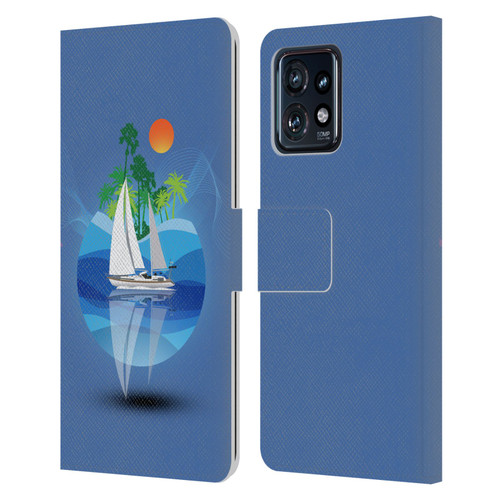 Dave Loblaw Contemporary Art Tropical Waters Leather Book Wallet Case Cover For Motorola Moto Edge 40 Pro