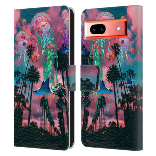Dave Loblaw Jellyfish California Dreamin Jellyfish Leather Book Wallet Case Cover For Google Pixel 7a