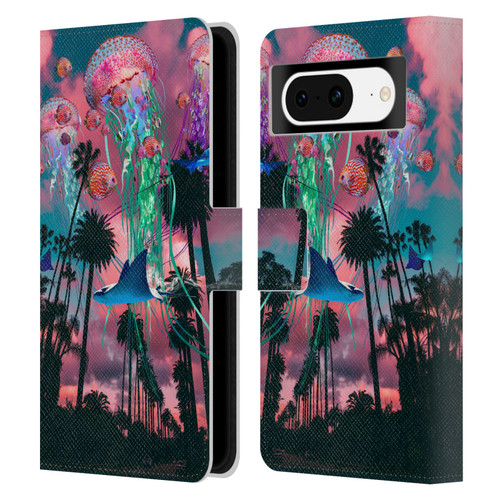 Dave Loblaw Jellyfish California Dreamin Jellyfish Leather Book Wallet Case Cover For Google Pixel 8