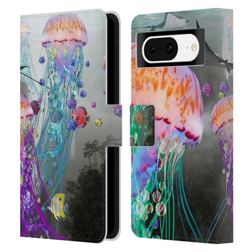 Dave Loblaw Jellyfish Jellyfish Misty Mount Leather Book Wallet Case Cover For Google Pixel 8
