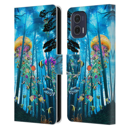 Dave Loblaw Jellyfish Electric Jellyfish In A Mist Leather Book Wallet Case Cover For Motorola Moto G73 5G