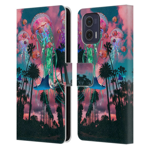Dave Loblaw Jellyfish California Dreamin Jellyfish Leather Book Wallet Case Cover For Motorola Moto G73 5G