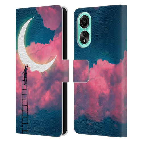 Dave Loblaw Sci-Fi And Surreal Boy Painting Moon Clouds Leather Book Wallet Case Cover For OPPO A78 4G