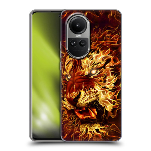 Tom Wood Fire Creatures Tiger Soft Gel Case for OPPO Reno10 5G / Reno10 Pro 5G