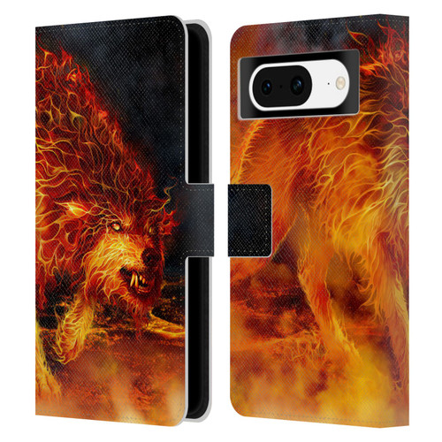 Tom Wood Fire Creatures Wolf Stalker Leather Book Wallet Case Cover For Google Pixel 8